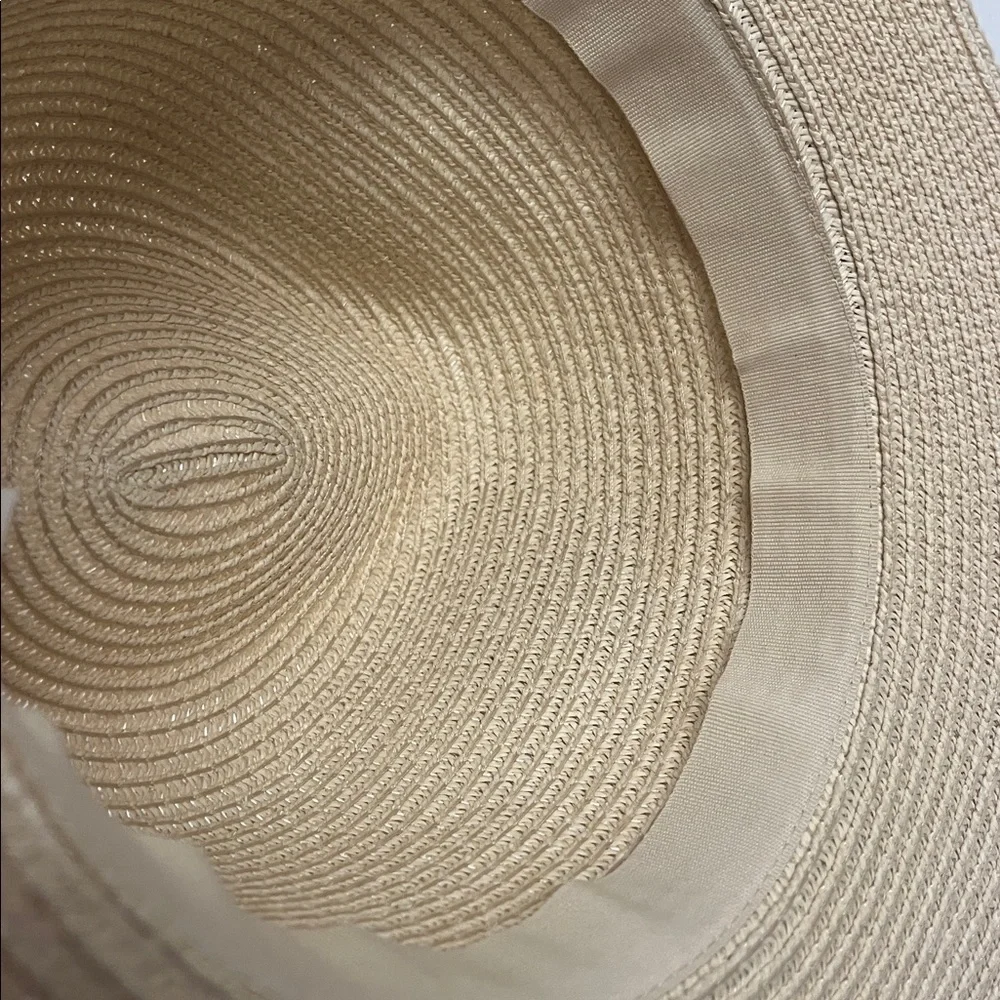 Kingsland Divina Paper Straw Hat w/ Black ribbon glitter stripe metal logo patch